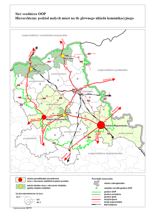 Funkcje małych miast w zakresie obsługi Ostrołęckiego Obszaru Problemowego
