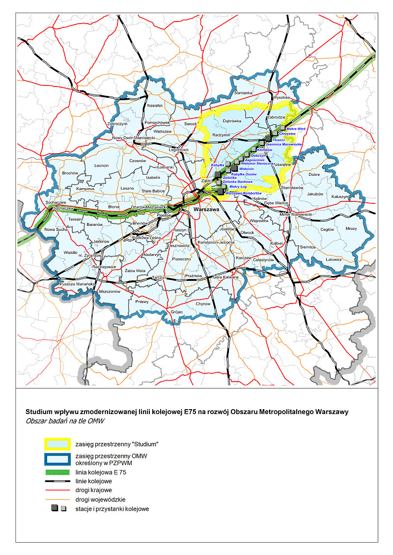 Mapa - koncepcja obsługi komunikacyjnej aglomeracji Radomia