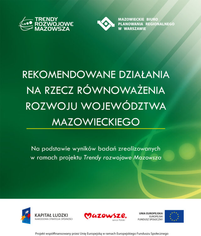 Rekomendowane działania na rzecz równoważenia rozwoju województwa mazowieckiego