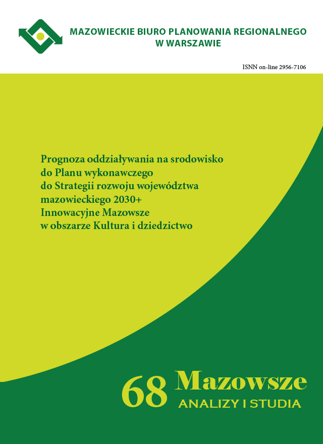Prognoza oddziaływania na środowisko<br>do Planu wykonawczego<br>do Strategii rozwoju województwa mazowieckiego 2030+<br>Innowacyjne Mazowsze<br>w obszarze Kultura i dziedzictwo